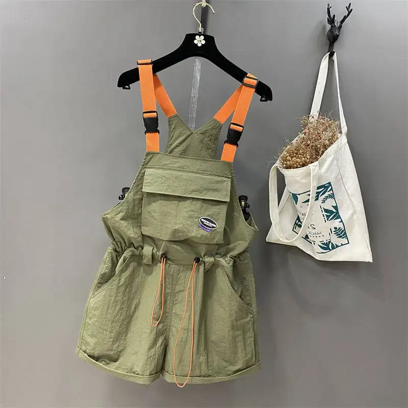 Casual Overalls with Drawstring Waist and Front Pocket