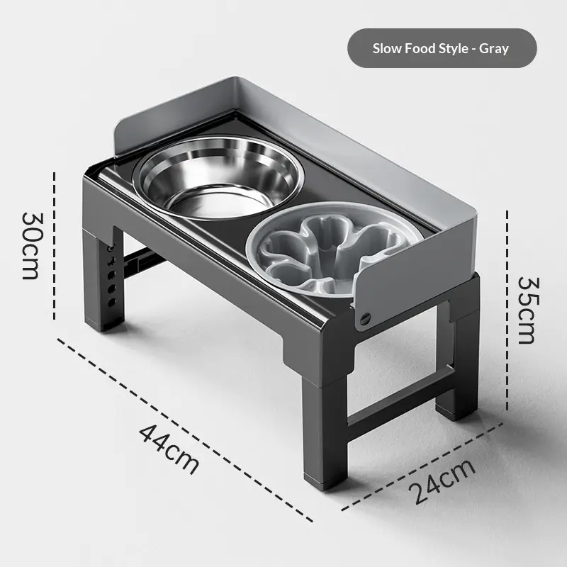 Elevated Adjustable-Height Large Dog Stainless Steel Bowl