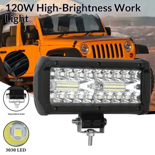 Highlight Three-row 120W Plastic Semi-aluminum Work Light Car Spotlight