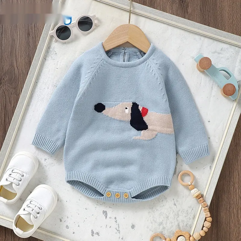 Dog Jacquard One-Piece Triangular Wrap Romper Climbing Suit