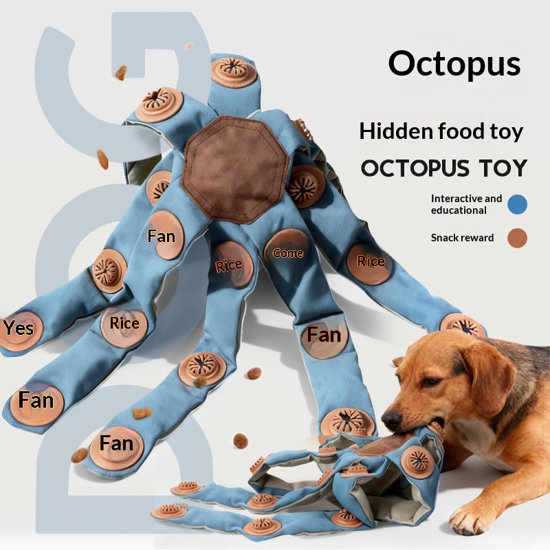 Chien Octopus Food-Dispensing Interactive Puzzle Pet Toy