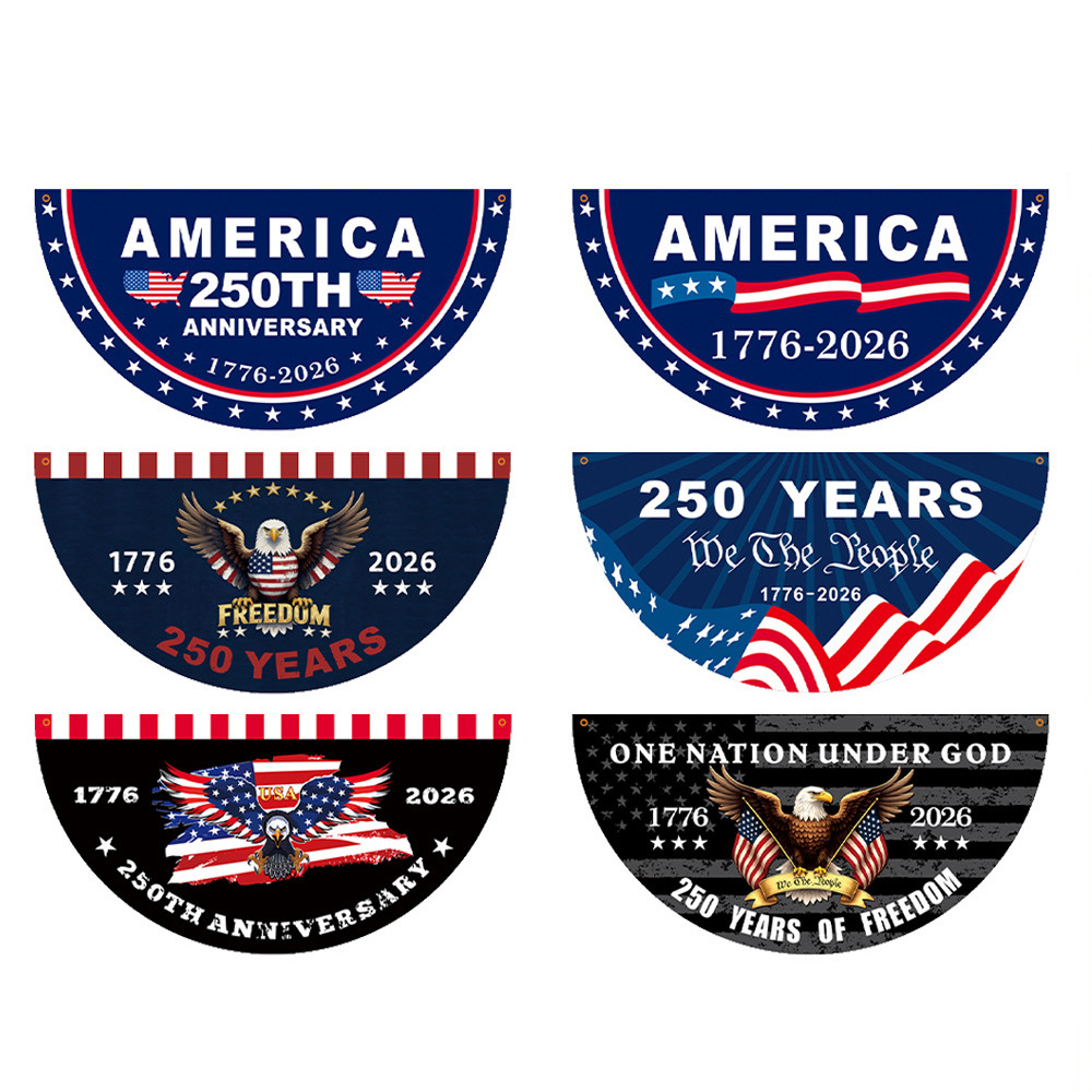 250th Anniversary Fan-Shaped Flag Festival Decorative Banner