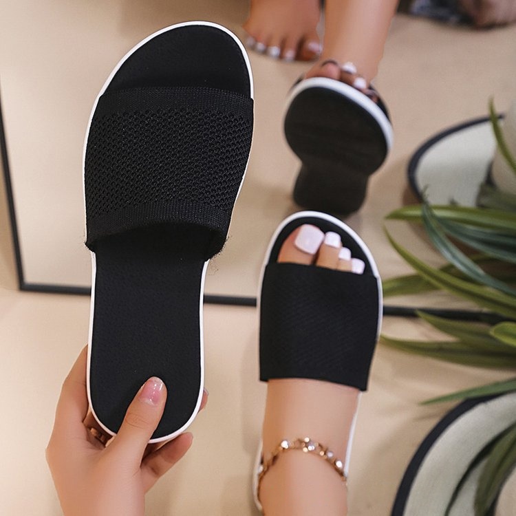 Knitted Thick-Soled Plus-Size Womens Flat Slippers