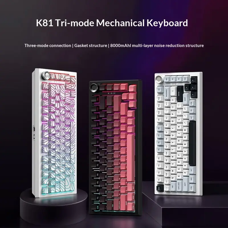 PBT Double-shot Gradient Keycaps Tri-mode Side-engraved Mechanical Keyboard