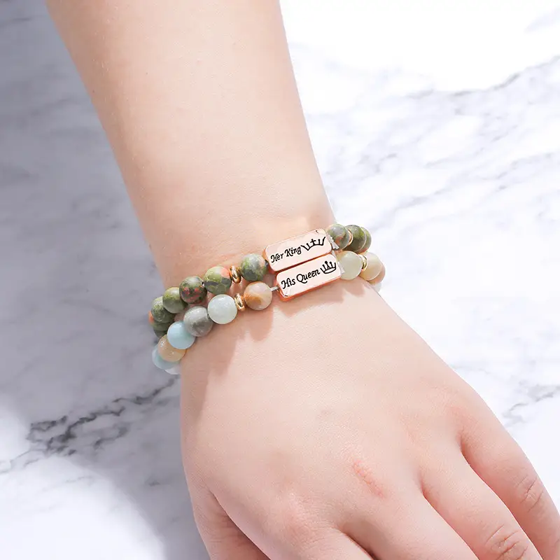 Natural Stone Engraved Hope Bracelet
