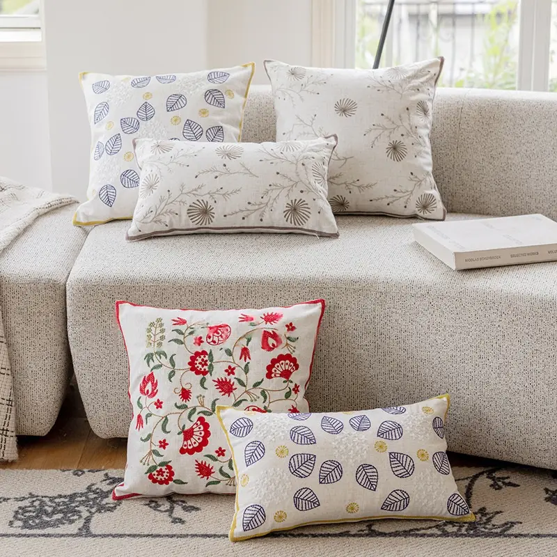 Pastoral Floral Small-floral Embroidered Sofa Throw Pillow
