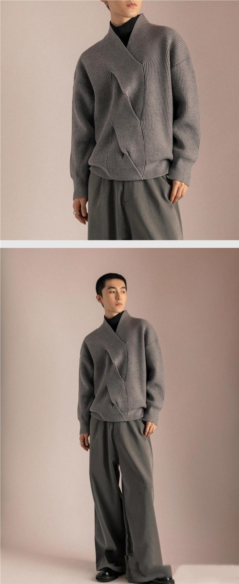 Japanese-style V-neck Sweater For Men Niche And Design-focused 4