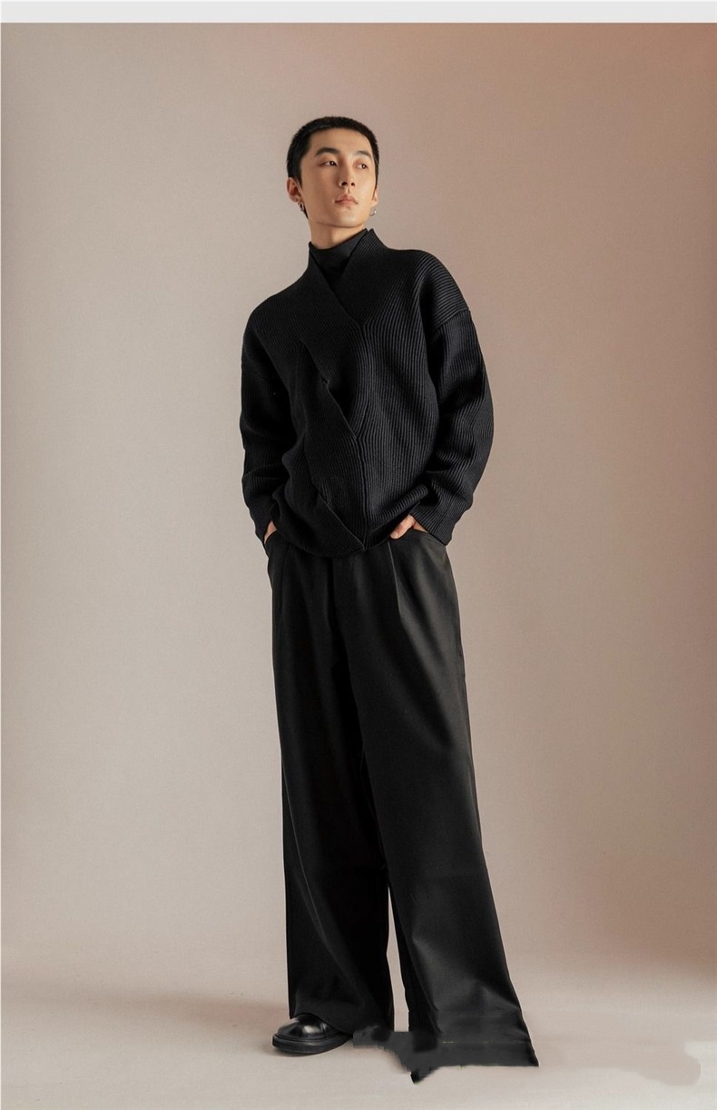 Japanese-style V-neck Sweater For Men Niche And Design-focused 8