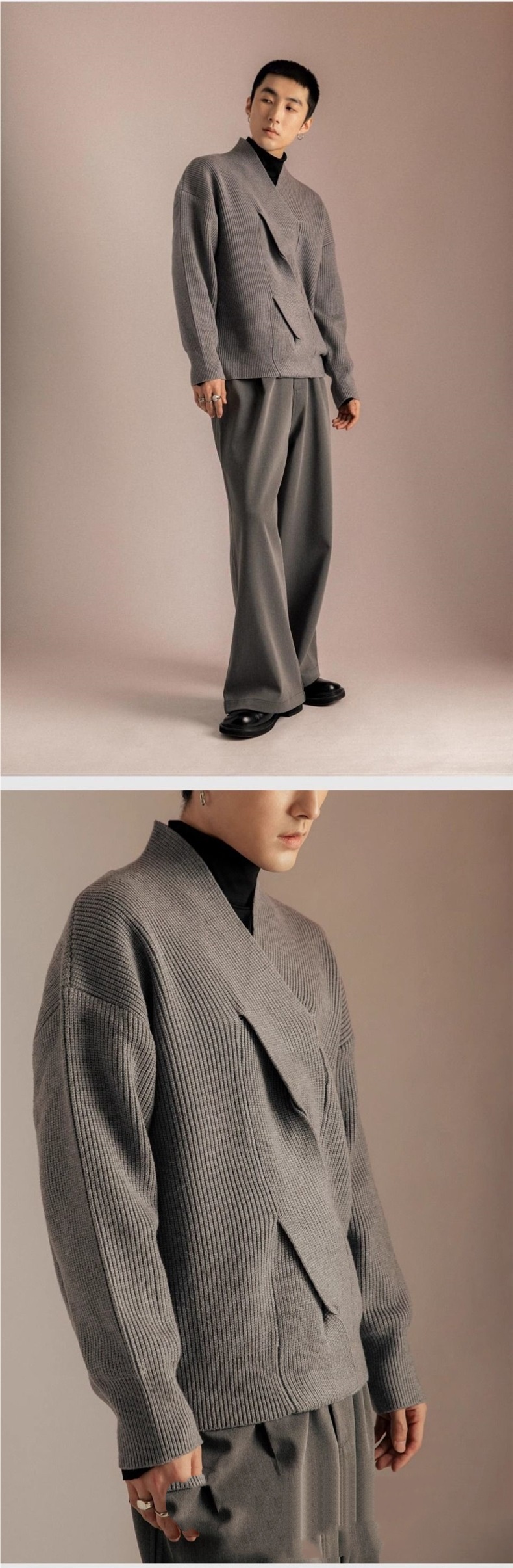 Japanese-style V-neck Sweater For Men Niche And Design-focused 5