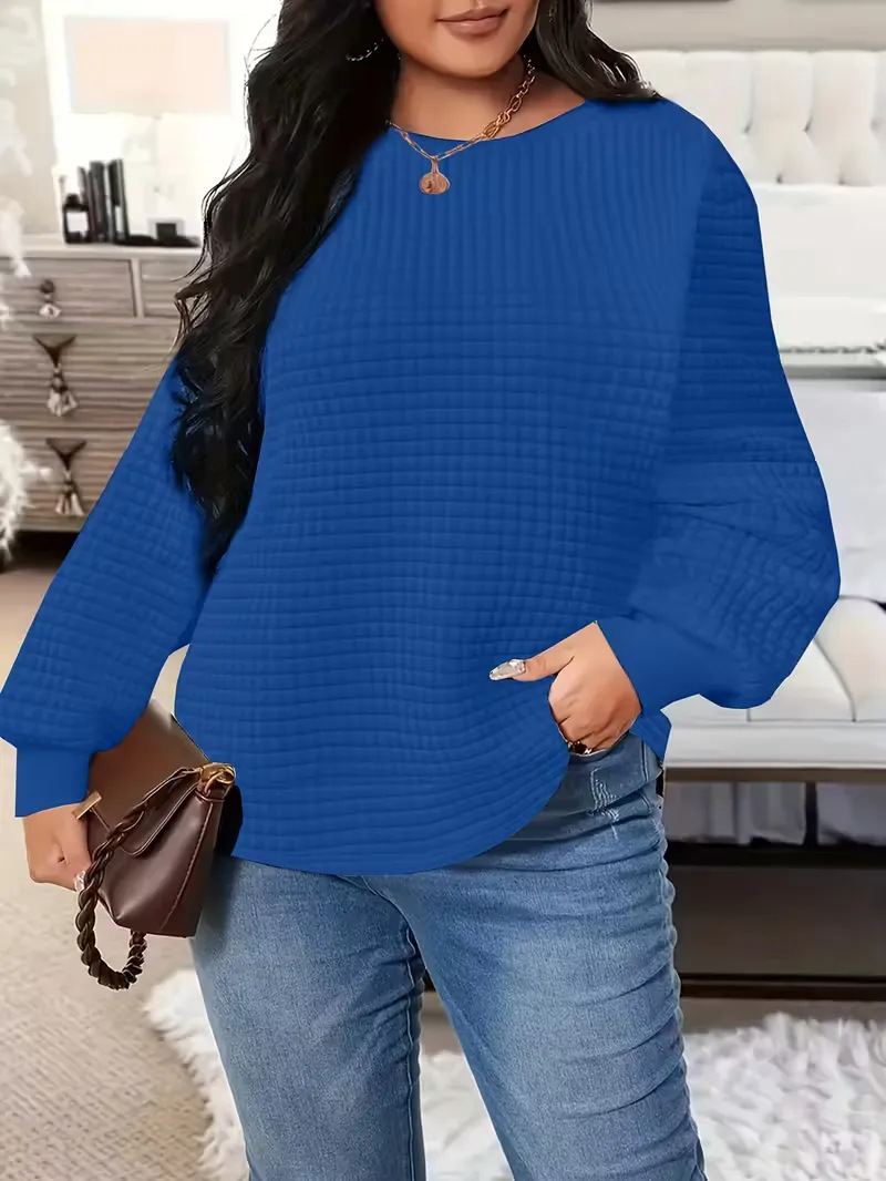 E005 Waffle-knit Crewneck Sweatshirt For Women 22 4e582c7d 7db6 4d34 acc3 837dbcec7bc0