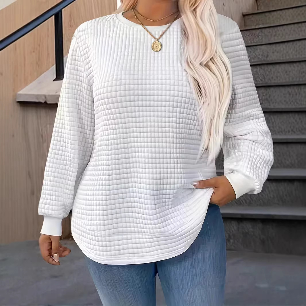 E005 Waffle-knit Crewneck Sweatshirt For Women 27 65f8261f 2243 4cd7 a891 b9706c5ec16b