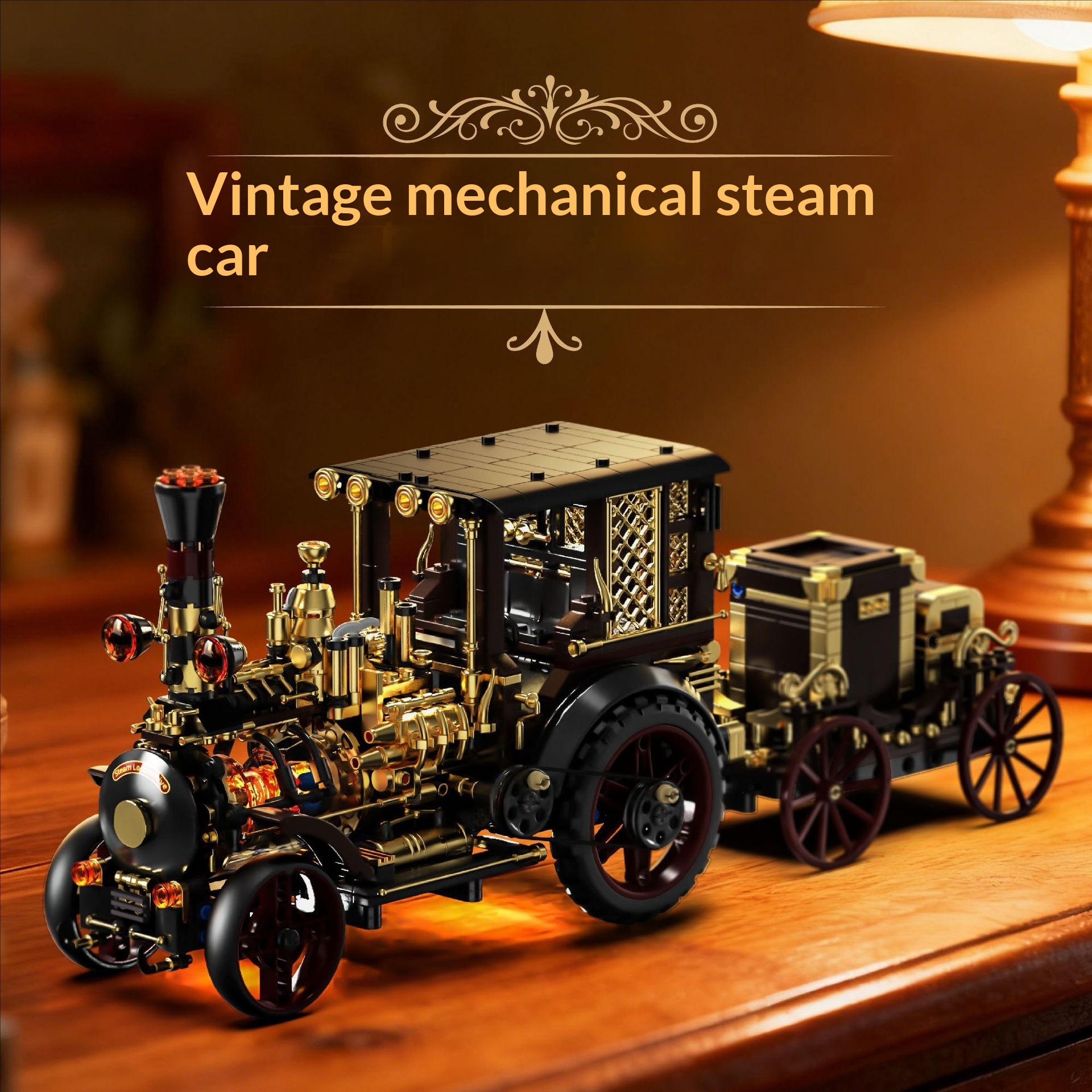 Retro Mechanical Steam Train Assembly Building Blocks Educational Toy