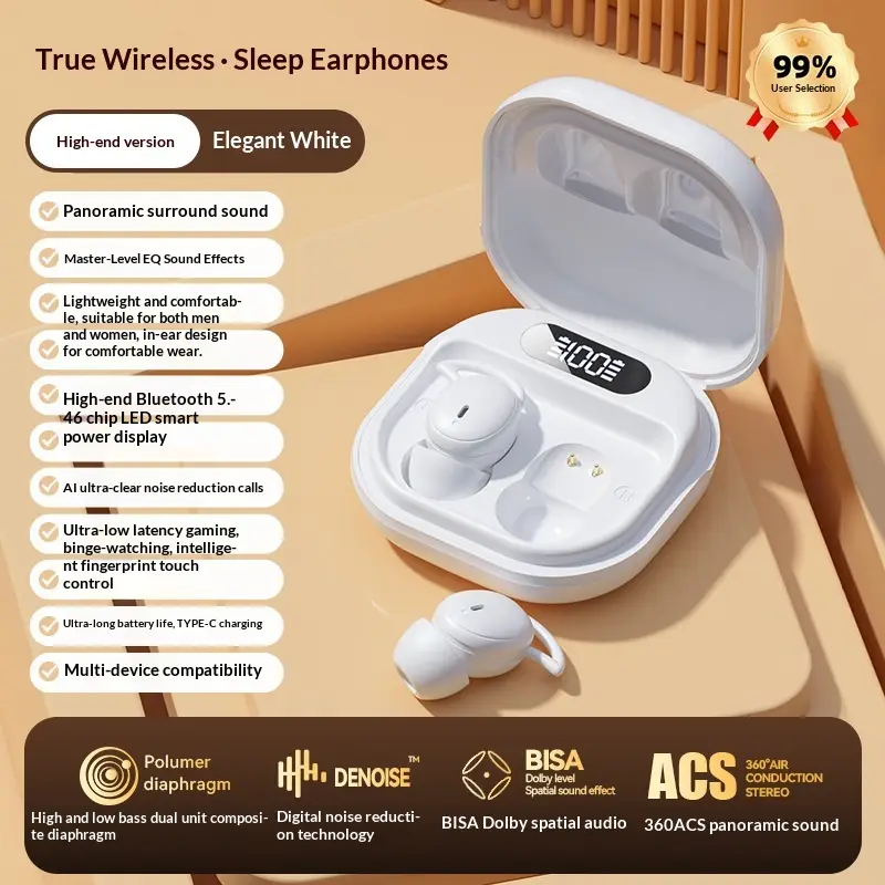 Wireless Bluetooth Earbuds For Side Sleepers