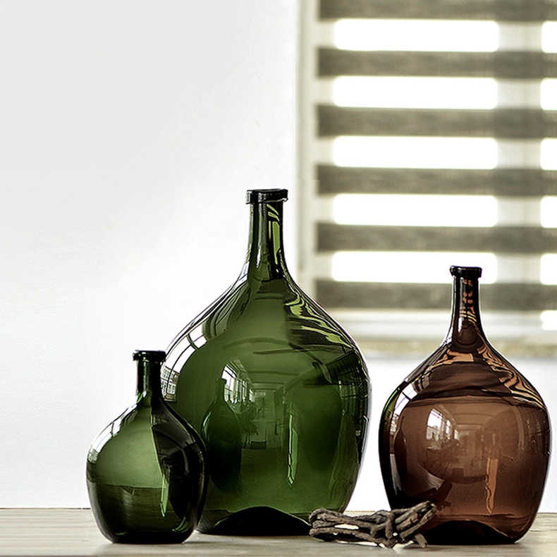 Ceramic Nordic Bottle Shaped Handmade Glass Vase With A Large Belly On The Ground - Image 1