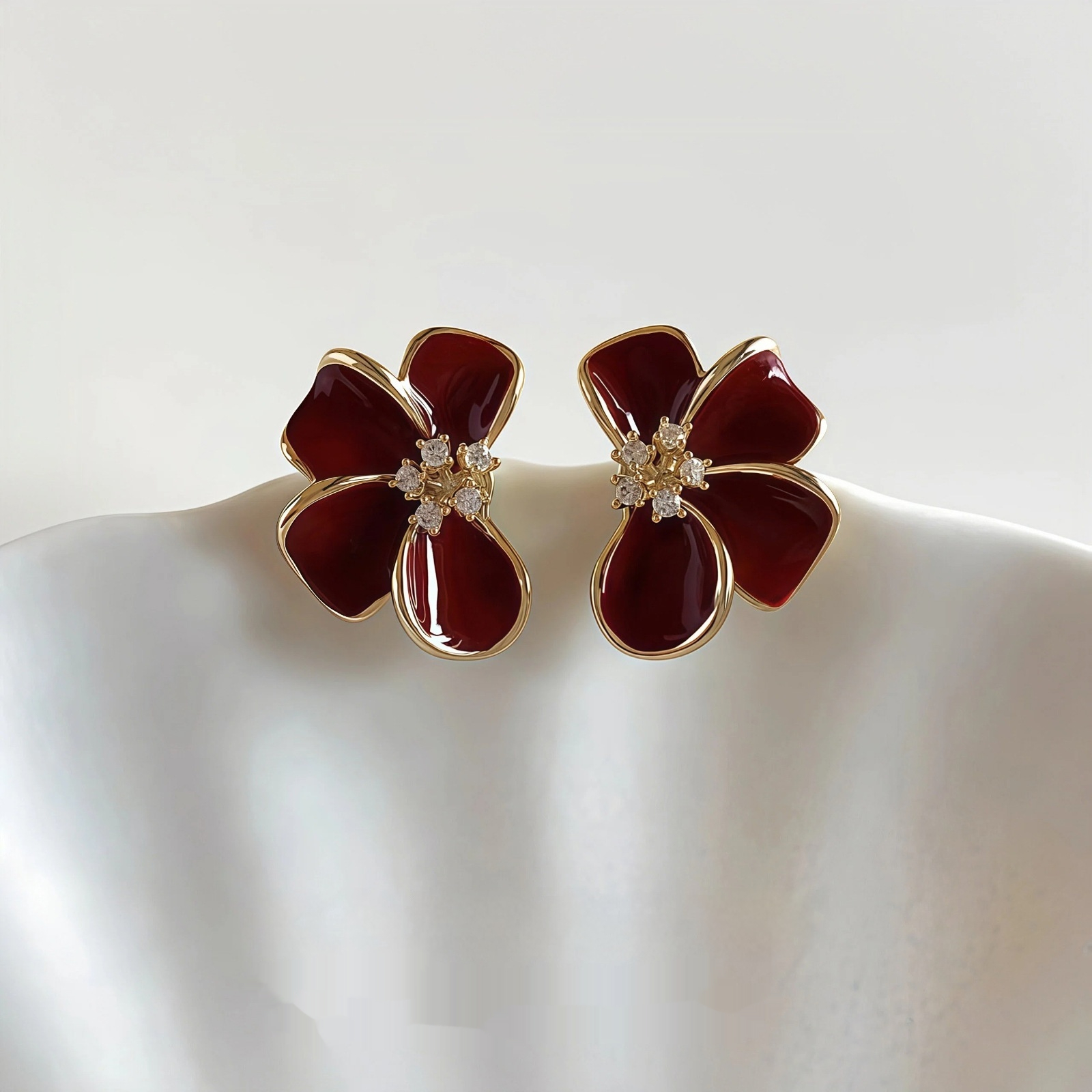 S925 Sterling Silver Needle Unique Drop-Glaze Flower Earrings For Women