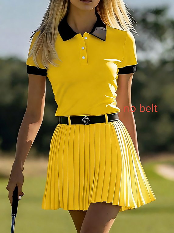 Pleated Short Skirt Set Without Belt