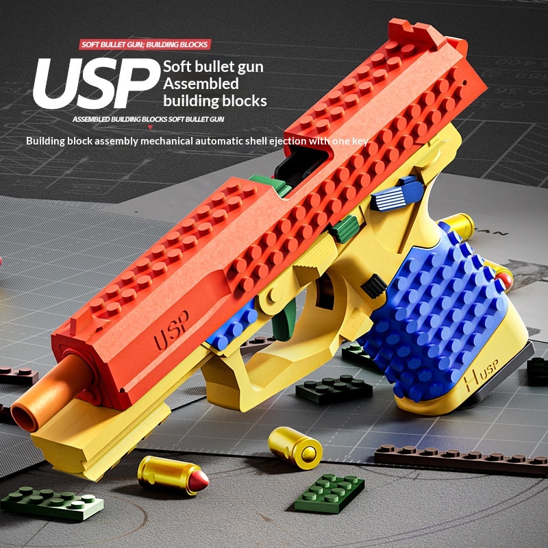 Building Block Assembled USP Soft Bullet Toy Gun