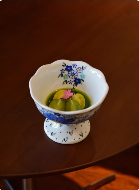 Household Ceramic Hand-Painted High-Stemmed Ice Cream Cup