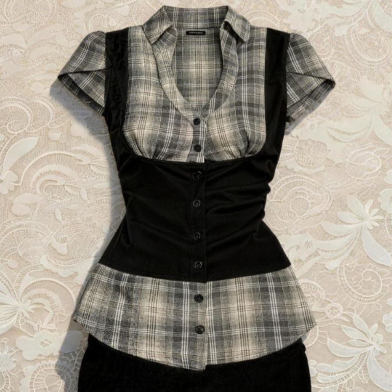 Nostalgic Film Style Summer New Retro Defined-Waist Top And Flirty Skirt