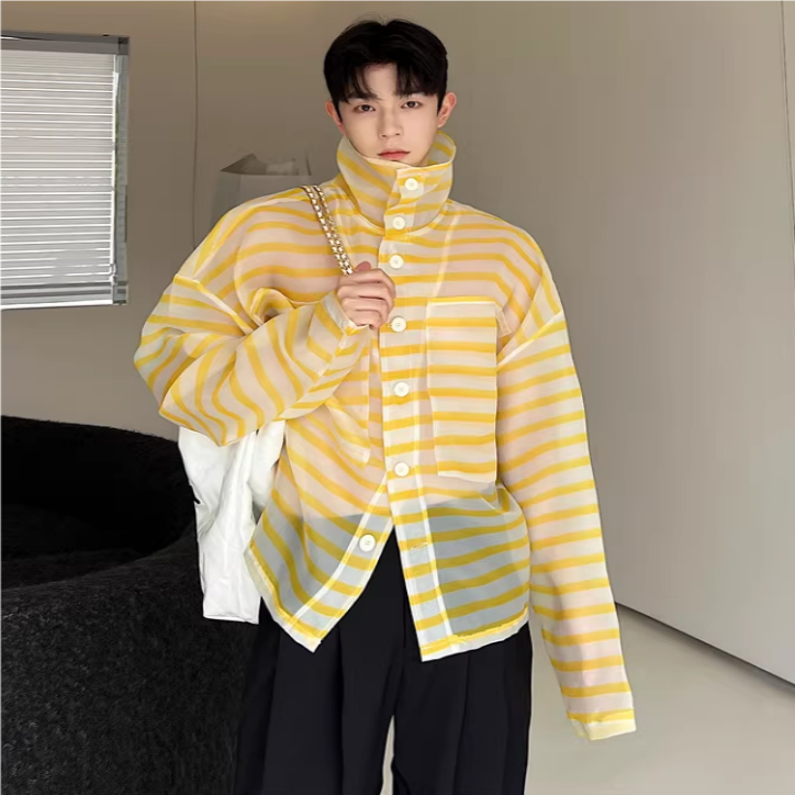 Men's Loose Striped Casual Thin Shirts