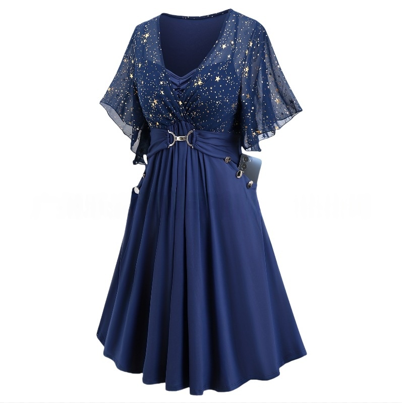 Buttoned Pocket Pleated Detailing Bishop Sleeves An Elegant And Sophisticated Dress