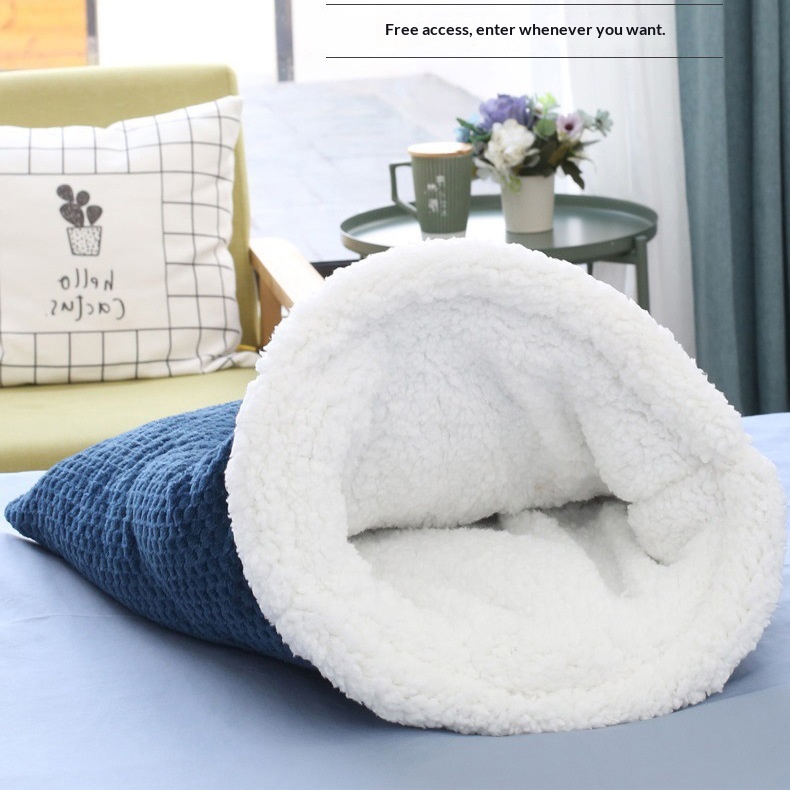 Pet Bed Fleece-Lined Warm And Cozy Cat Bed Cat Sleeping Bag