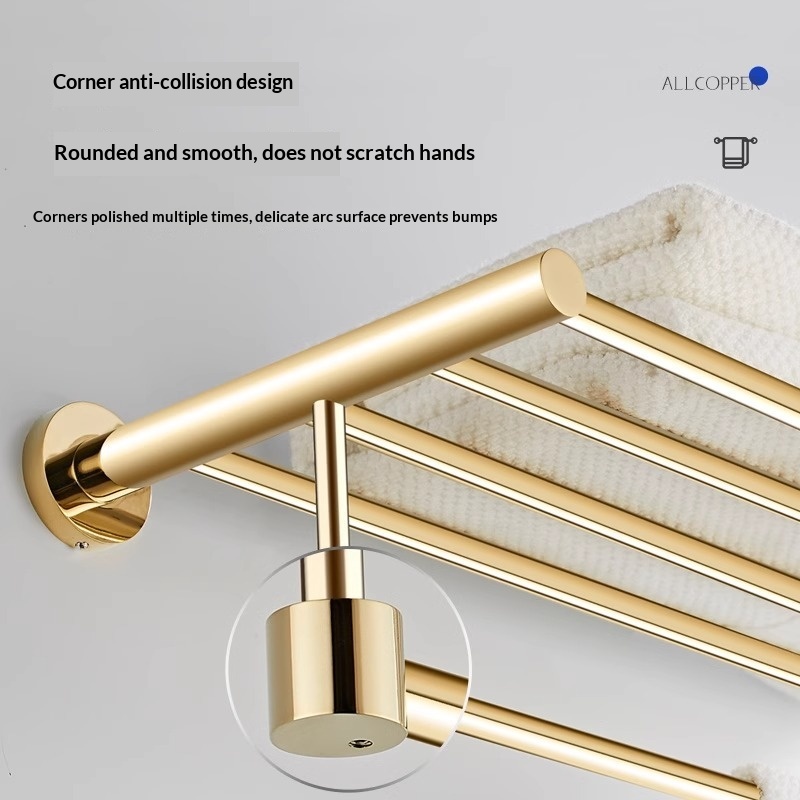 All-copper Bathroom Towel Rack Single-bar And Double-bar Designs 4