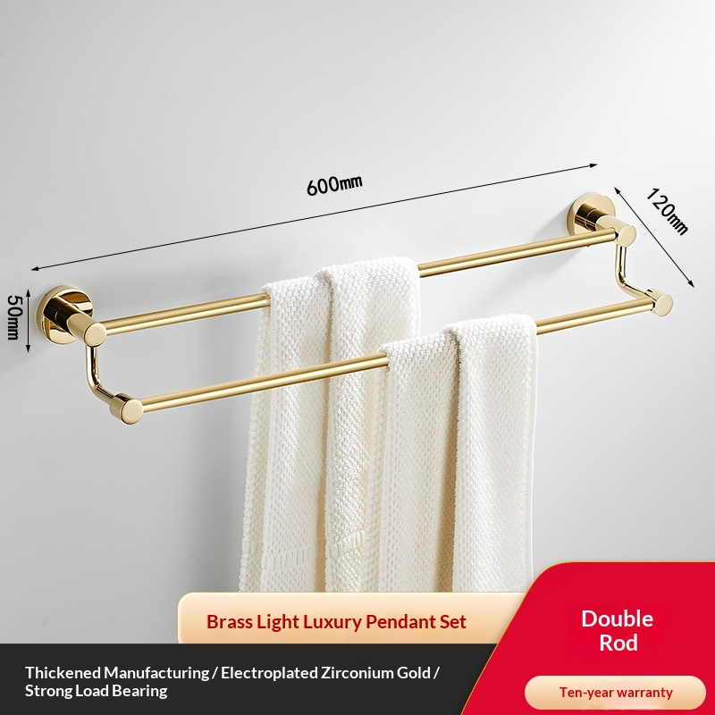 All-copper Bathroom Towel Rack Single-bar And Double-bar Designs 7