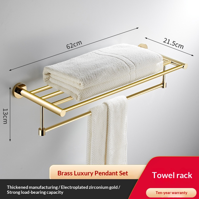 All-copper Bathroom Towel Rack Single-bar And Double-bar Designs 6