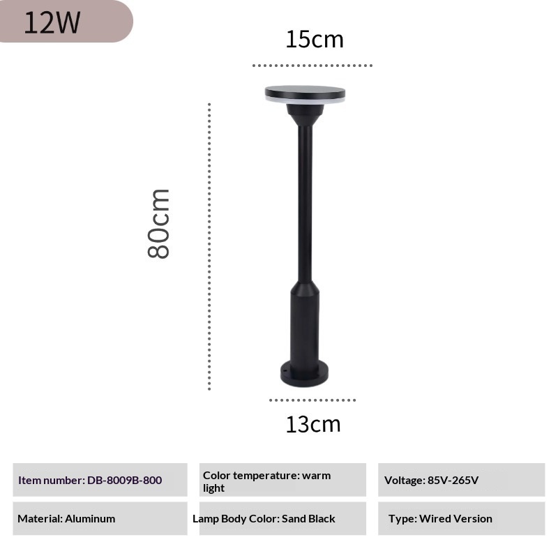 Outdoor Garden Light Pole Aluminum Courtyard Lamp