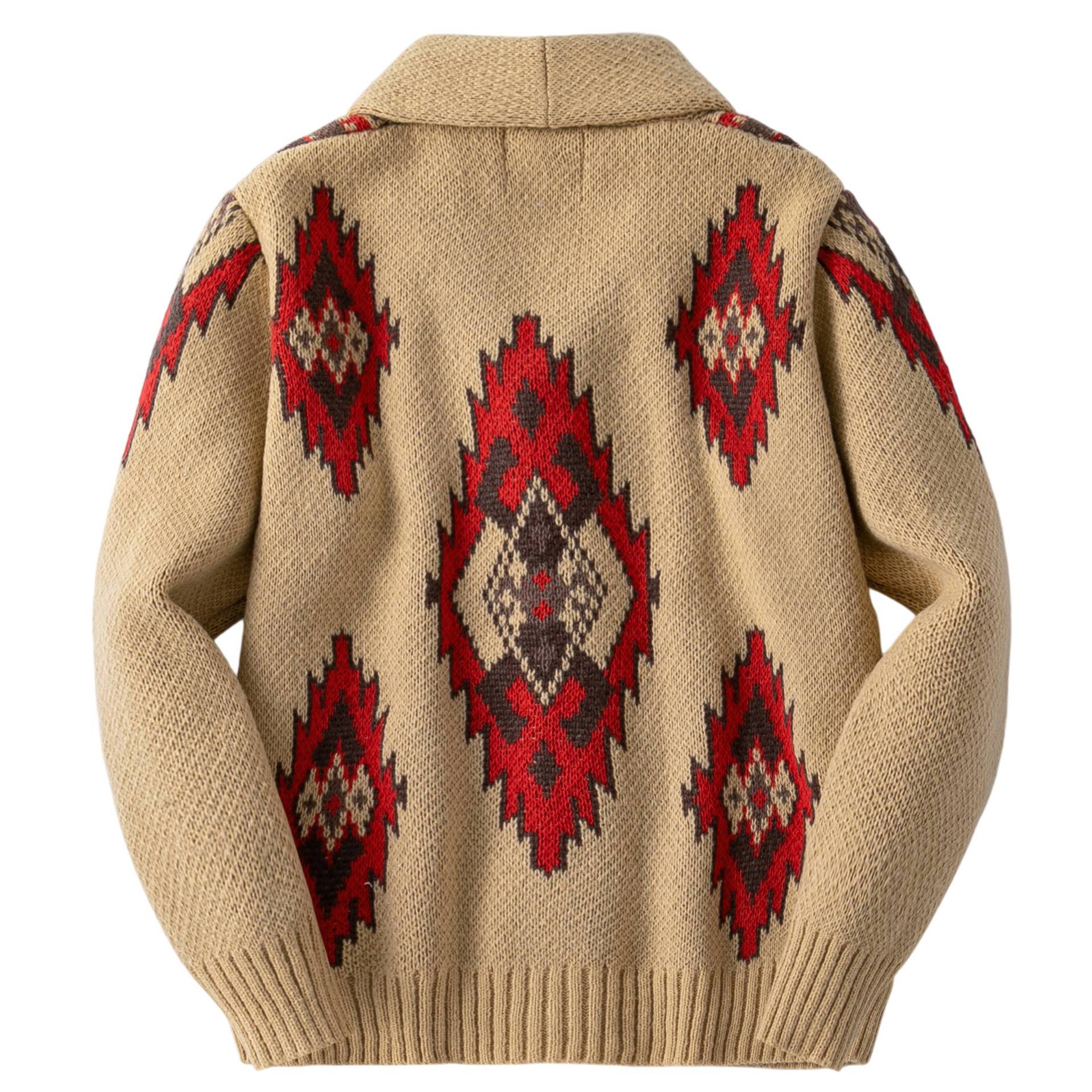 Warm Jacquard Knit Men’s Sweater for Workwear - Khaki Warm Jacquard Knit Men’s Sweater for Workwear - Khaki