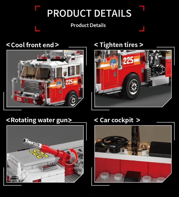 City Fire Truck Rescue Vehicle Kids Educational Small-Brick Building Set Boys Toy D45dde9c 0085 42ba B5bf 6d503a1423c8 Trans