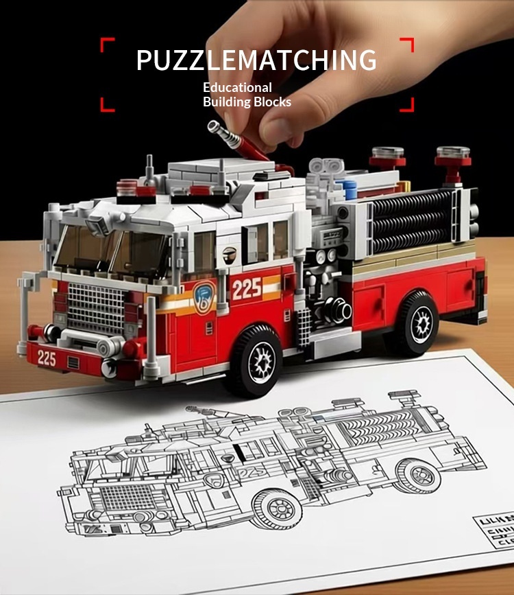 City Fire Truck Rescue Vehicle Kids Educational Small-Brick Building Set Boys Toy Deec11cd 30a2 41a3 8d16 8665175aae1a Trans