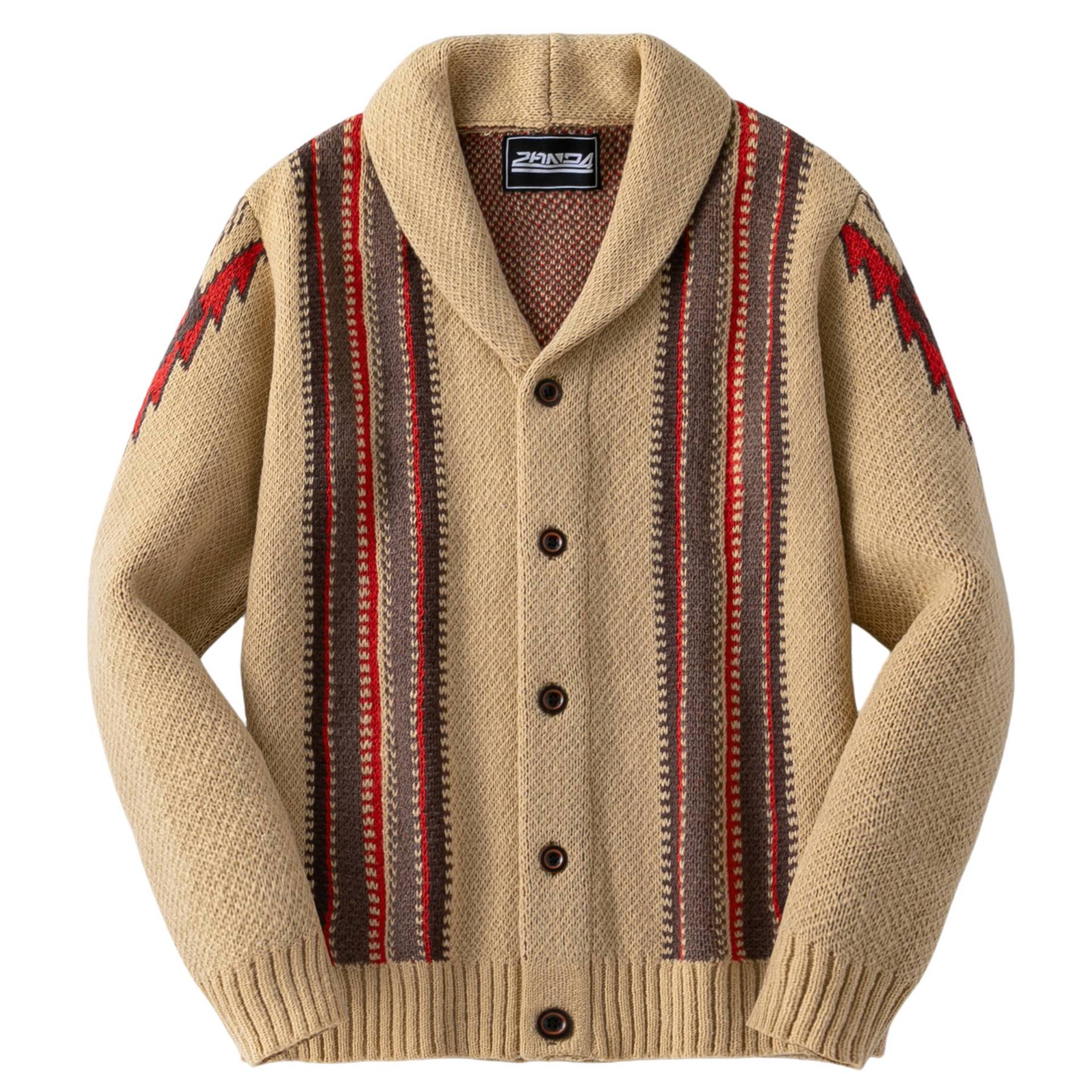 Warm Jacquard Knit Men’s Sweater for Workwear - Khaki Warm Jacquard Knit Men’s Sweater for Workwear - Khaki