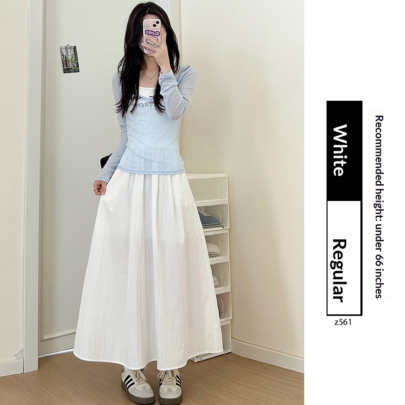 Plus Size Mori Girl Linen A- Line Skirt Pleated