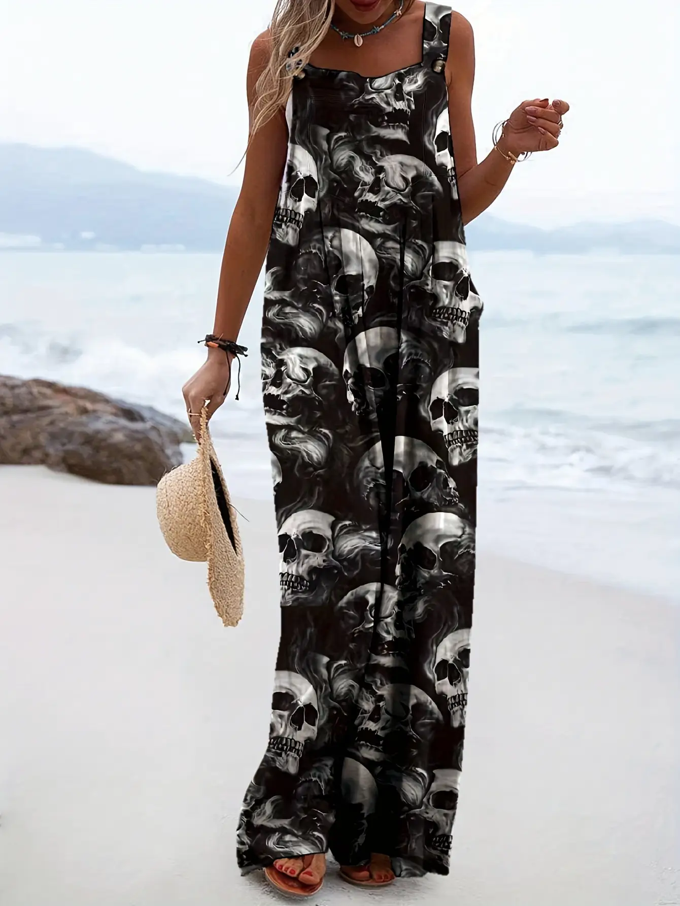 Sleeveless Solid-color Jumpsuit Multi-color Wide-leg Overalls