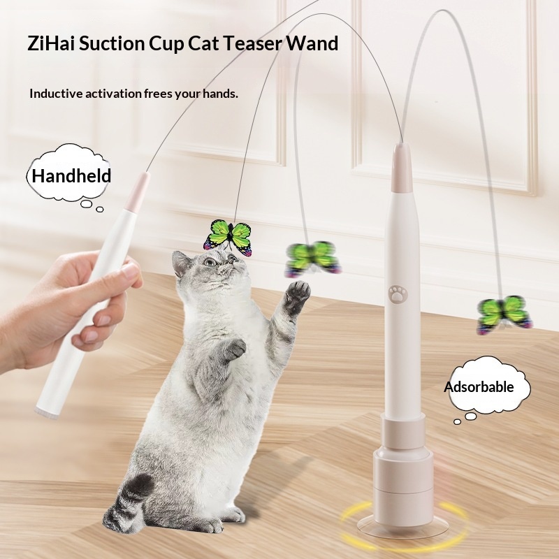 Suction-cup Electric Wand For Self-entertainment And Automatic Cat Interaction