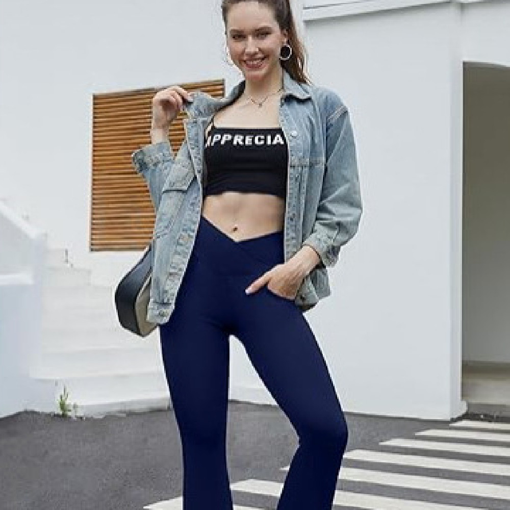 Women's High-Waisted Tummy Control Flared Pants