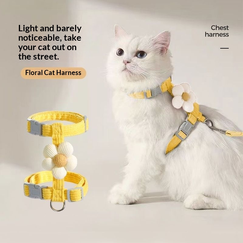 Correa de dibujos animados para gatos, para uso en exteriores, con regulador en forma de «I» para evitar que se escapen