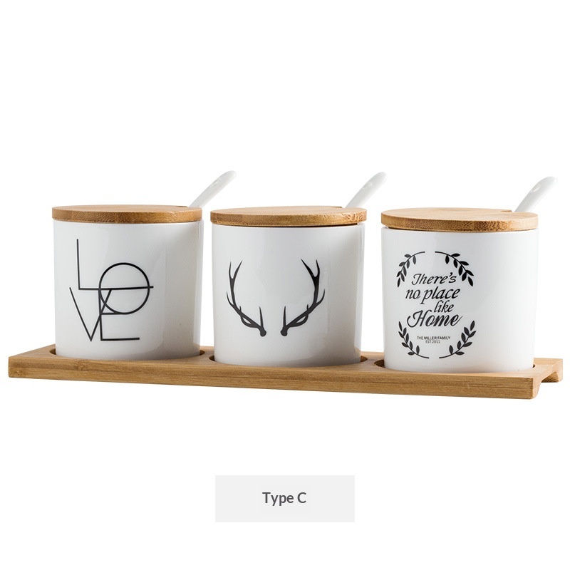 Household Kitchen Ceramic Condiment Jar Set 7