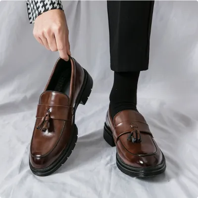 Spring And Autumn Men's Brogue Business Formal Wear Loafers Leather Shoes