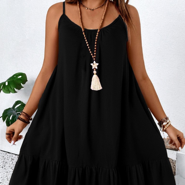 Strapless Solid-color Elegant Vacation-style Dress