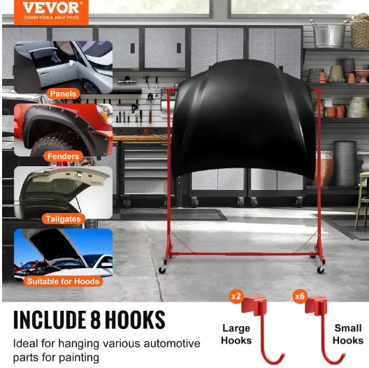 Newly Upgraded VEVOR Painting Rack Adjustable Paint Hanger 8 Hooks Auto Body Painting Stand
