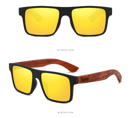 DUBERY Cross-border New Arrival Zebra Print Wood Glasses Men Women Black Walnut Polarized Sunglasses D240