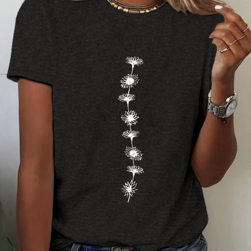 Women's Casual Sunflower-print T-shirt