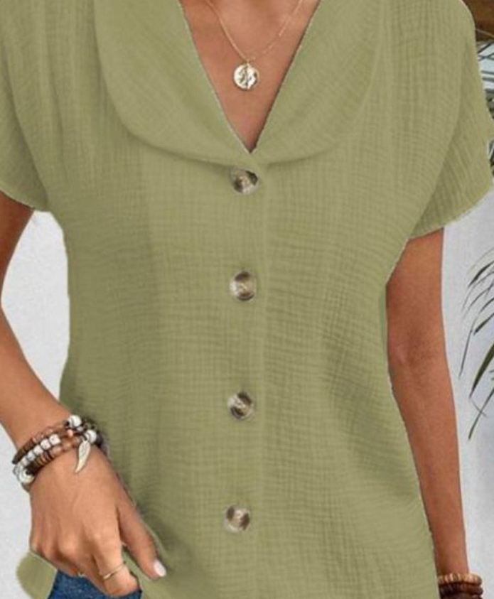 Летний однотонный модный кардиган с короткими рукавами и пуговицами, женский топ
