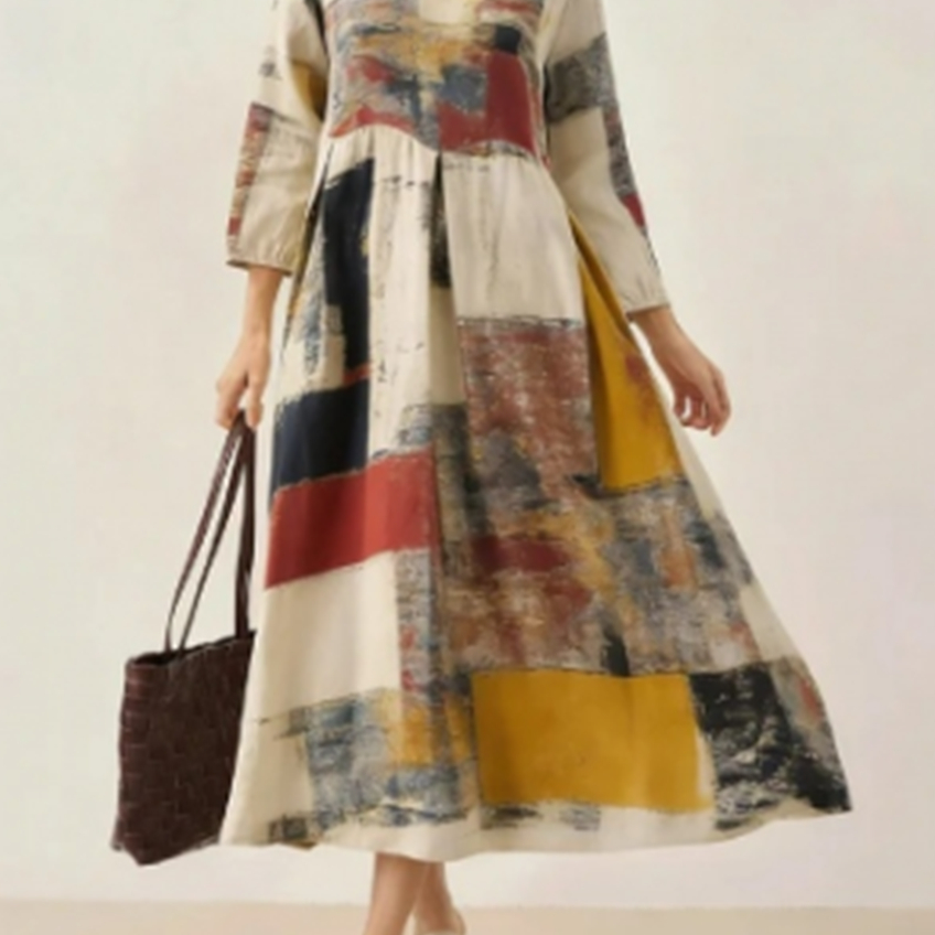 فستان نسائي ملون من البوليستر