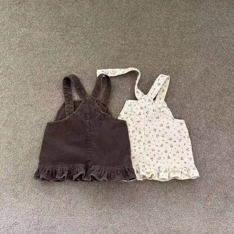 Western-style Corduroy Suspender Skirt Vest Dress