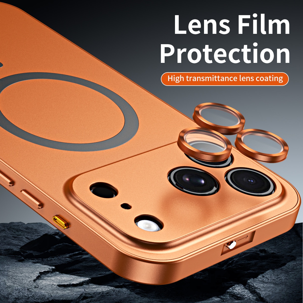 Snap-on Magnetic Phone Case With Metal Frame Drop-proof Protective Cover