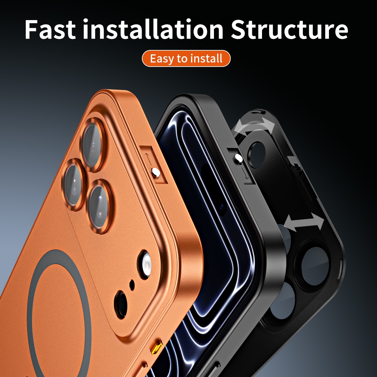 Snap-on Magnetic Phone Case With Metal Frame Drop-proof Protective Cover - Image 7